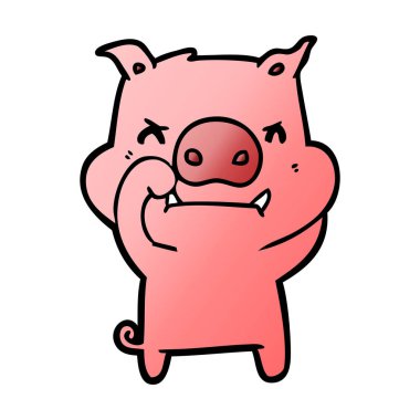 kızgın çizgi film domuz vektör çizim