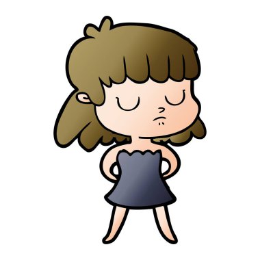 vektör çizim karikatür kayıtsız kadın