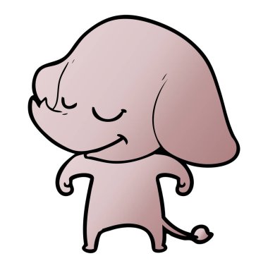 vektör çizim karikatür fil gülümseyen