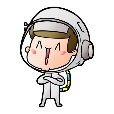 mutlu karikatür astronot vektör çizim