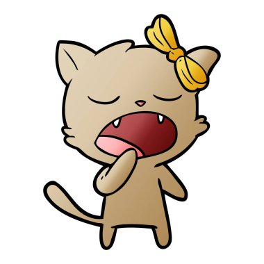 vektör çizim karikatür esneme kedi