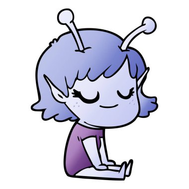 gülümseyen uzaylı kız çizgi film