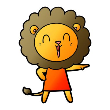 Aslan karikatür gülen vektör çizim