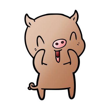 mutlu karikatür domuz vektör çizim