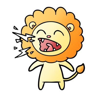 vektör çizim karikatür kükreyen aslan