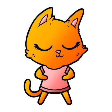Sakin karikatür kedi vektör çizim