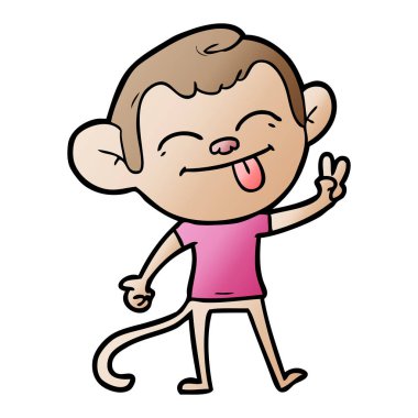 komik karikatür maymun barış işareti yapmak