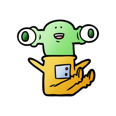 oturarak dostu karikatür uzaylı