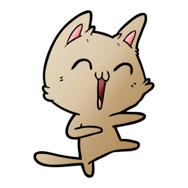 vektör çizim karikatür mutlu kedi