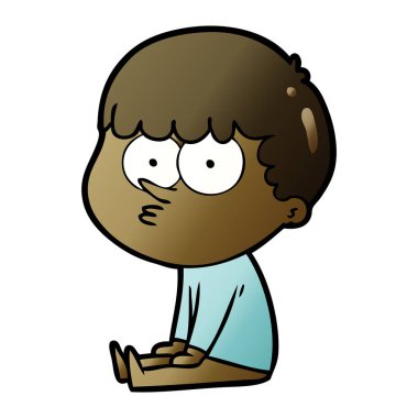 oturdu çizgi film çocuk bekliyor