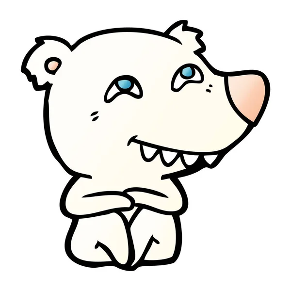 Urso Polar Dos Desenhos Animados Mostrando Dentes — Vetor de Stock