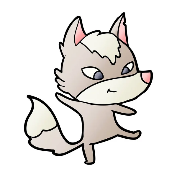 Vriendelijke Cartoon Wolf Dansen — Stockvector