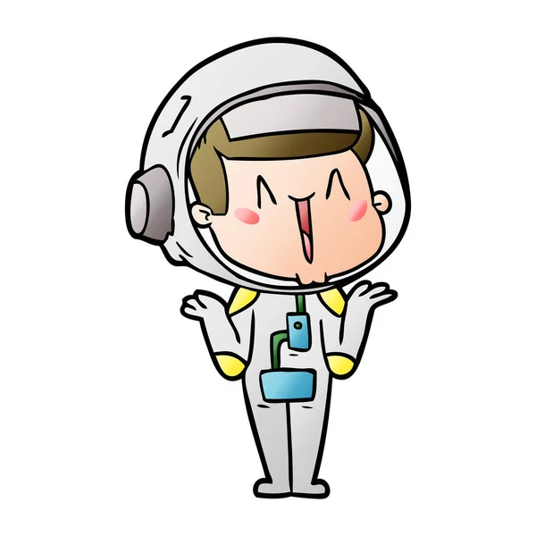 Vector Illustration Happy Cartoon Astronaut — Stock Vector