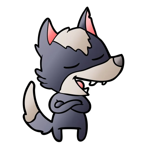 Vector Ilustración Dibujos Animados Lobo Riendo — Vector de stock