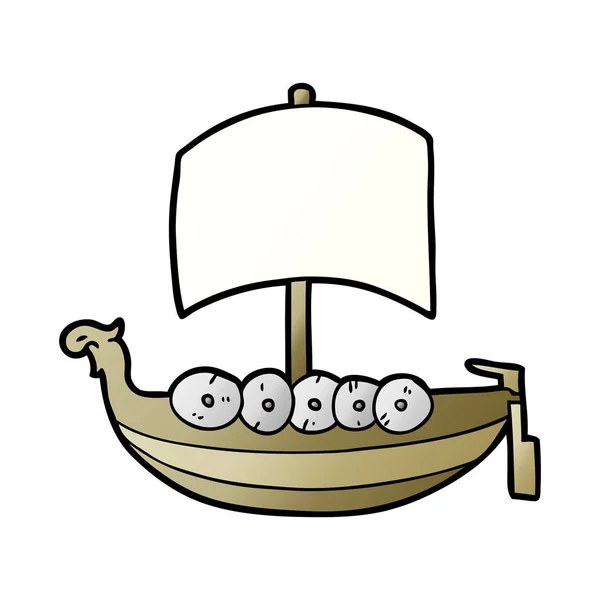 Vektorové Ilustrace Kreslené Vikingských Lodí — Stockový vektor