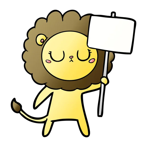 Lion Dessin Animé Avec Signe Protestation — Image vectorielle