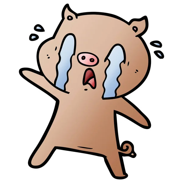 Vector Illustration Crying Pig Cartoon — Stock Vector