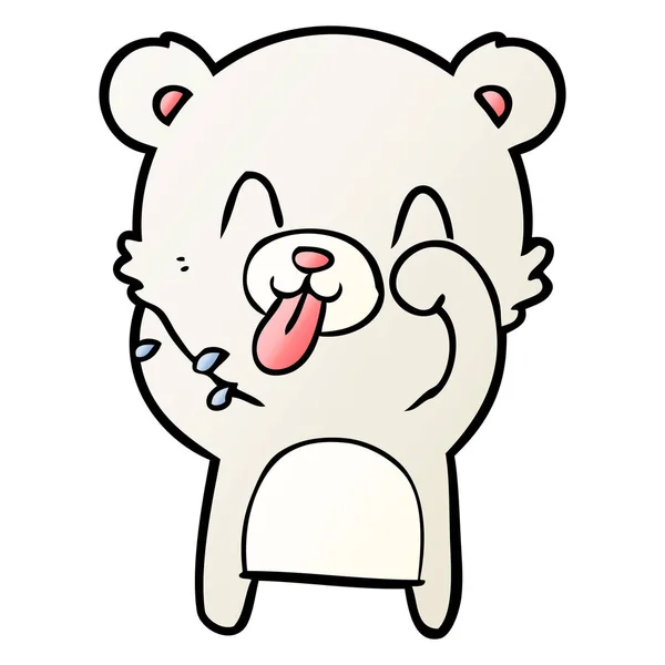 舌を突き出て失礼な漫画シロクマ — ストックベクタ