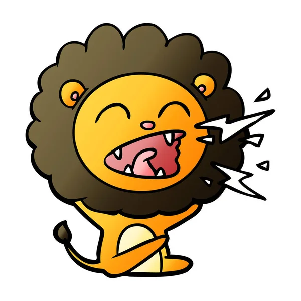 Illustration Vectorielle Lion Rugissant Bande Dessinée — Image vectorielle