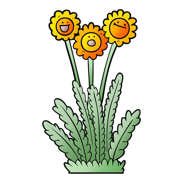 Vectorillustratie Van Cartoon Gelukkig Bloemen — Stockvector