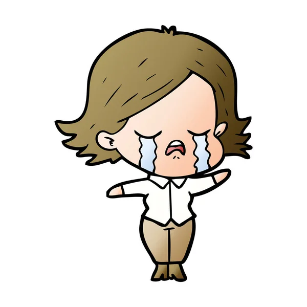 Vector Illustration Cartoon Girl Crying — Stock Vector