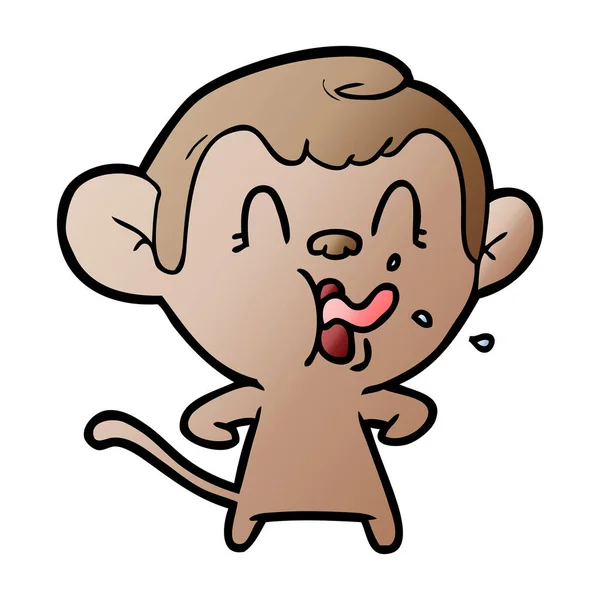 Vektor Illustration Des Cartoon Affen Der Zunge Isoliert Auf Weiß — Stockvektor