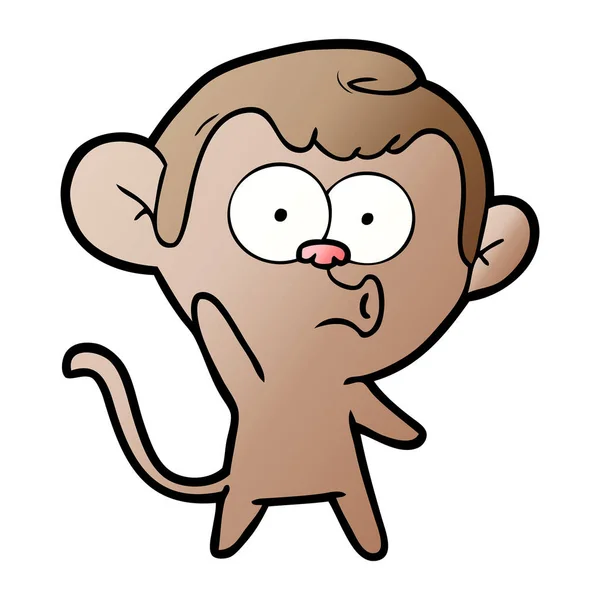 Ilustração Vetorial Macaco Assobiando Desenho Animado Acenando Isolado Branco —  Vetores de Stock