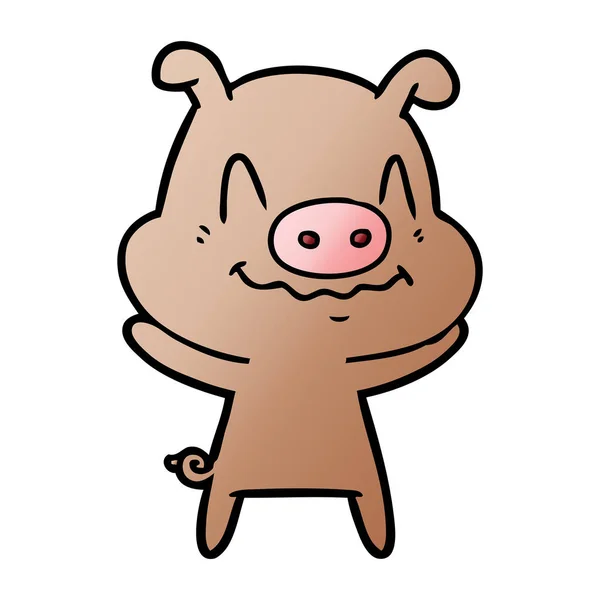 Vector Illustration Nervous Cartoon Pig — Stock Vector