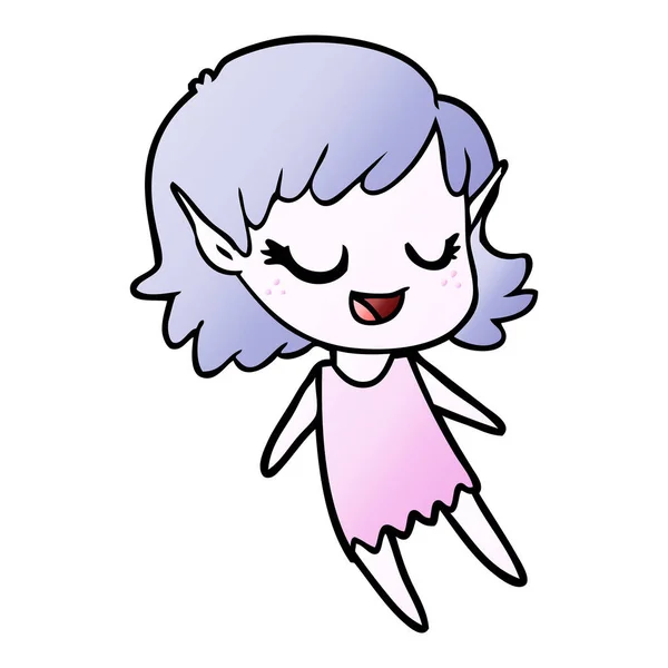 Happy Cartoon Elf Meisje — Stockvector