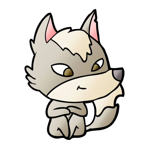 Vectorillustratie Van Vriendelijke Cartoon Wolf — Stockvector