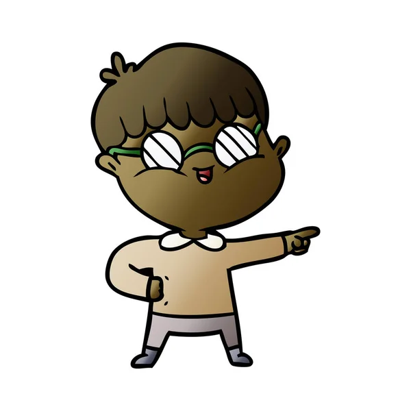 Niño Dibujos Animados Con Gafas — Vector de stock