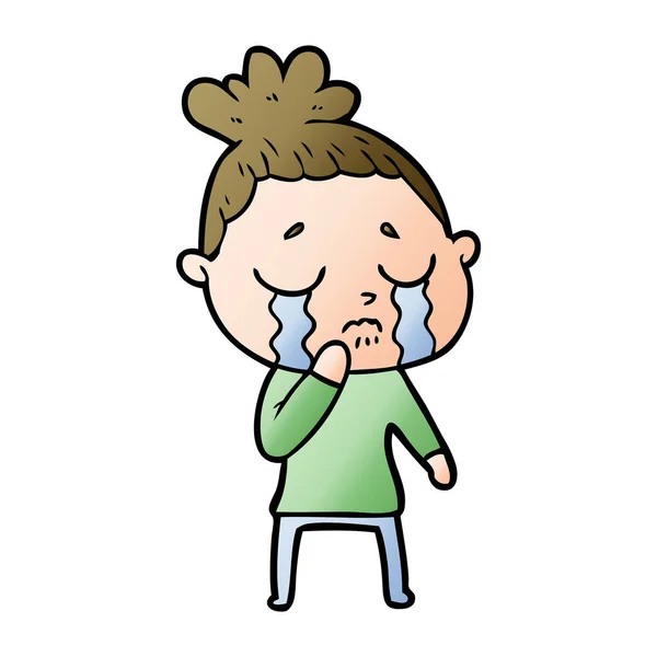 Vector Illustration Cartoon Crying Woman — Stock Vector