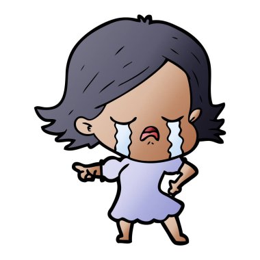 vektör çizim karikatür kız ağlıyor
