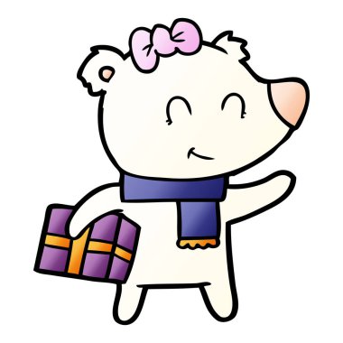 Noel hediyesi ile dişi kutup ayısı