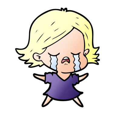 vektör çizim karikatür kız ağlıyor