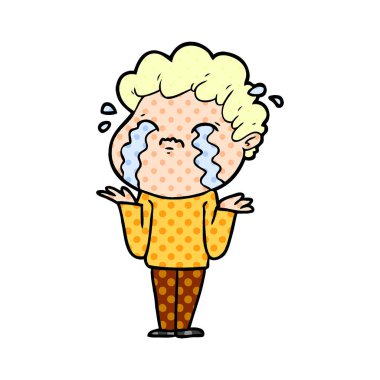 vektör çizim karikatür adam ağlıyor