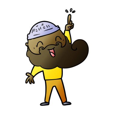 Harika bir fikir ile mutlu sakallı adam