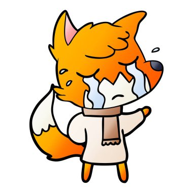 Tilki çizgi film ağlama vektör çizim