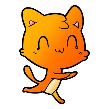 vektör çizim karikatür mutlu kedi