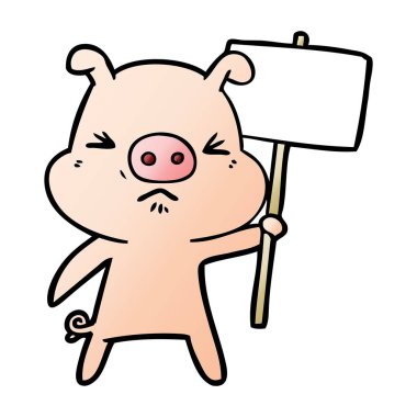 vektör çizim karikatür kızgın domuz