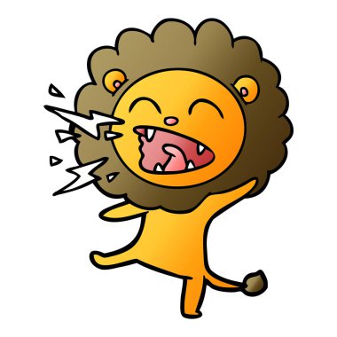 vektör çizim karikatür kükreyen aslan