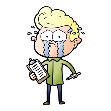 adam ağlıyor çizgi film vektör çizim