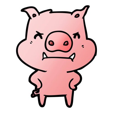 kızgın çizgi film domuz vektör çizim