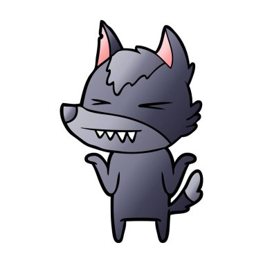 vektör çizim öfkeli wolf çizgi film