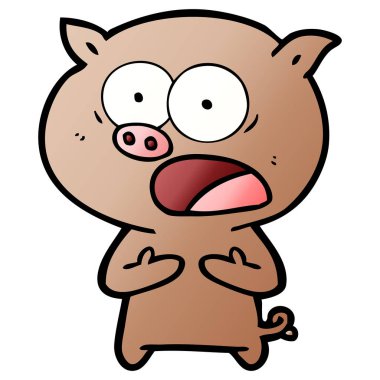 vektör çizim karikatür domuz bağırarak