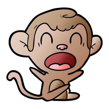 bağırarak karikatür maymun vektör çizim