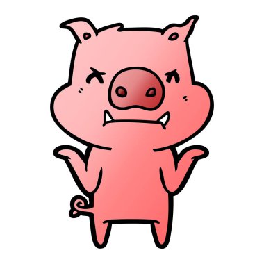 omuzlarında shrugging kızgın çizgi film domuz