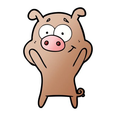 mutlu karikatür domuz vektör çizim