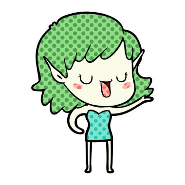 vektör çizim karikatür elf kızı