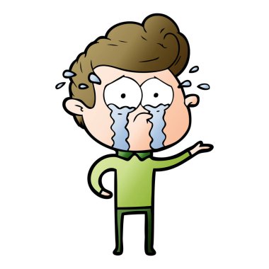 adam ağlıyor çizgi film vektör çizim